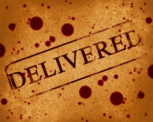 red stamp with delivered written on it