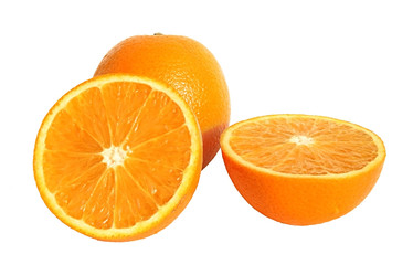 Ripe orange on a white background.