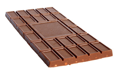 Bar chocolate on a white background.