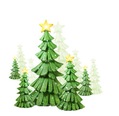 Fototapeta premium Whimsical christmas trees against a white background