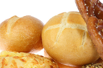 Bread rolls isolated on a white background.