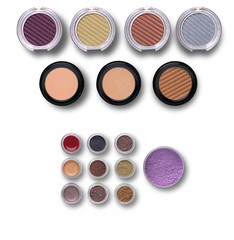 different eye makeup isolated over white