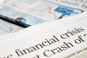Fotobehang Newspaper headlines - financial crisis on 2008 © Norman Chan