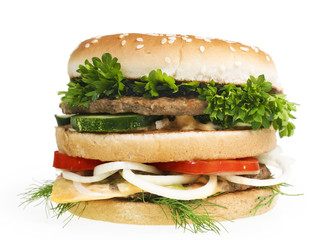 Cheeseburgers isolated on white