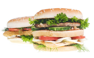 Cheeseburgers isolated on white