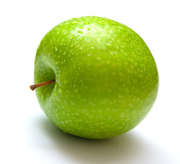 Green apple on the white background. Isolated.