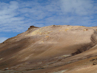 Sandy mountain in Namafjall geothermal area, Iceland