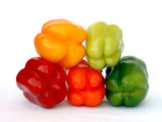 Colorful sweet peppers  isolated on white landscape