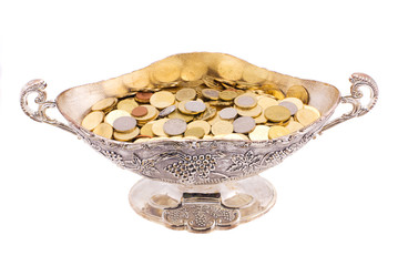 Money of the different countries in a brilliant vase