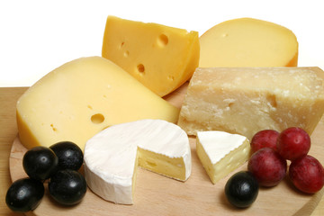 Variety of cheese: camembert and other hard cheeses