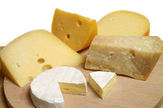 Variety of cheese: camembert and other hard cheeses
