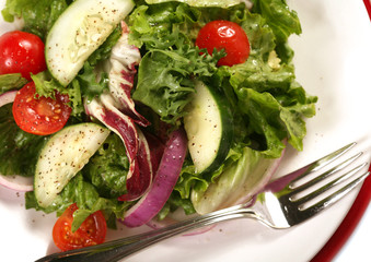 Top View of Delicious Healthy Salad With Fork