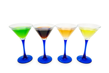 Various cocktails isolated on the white background