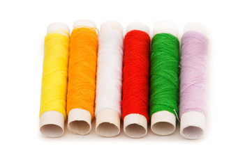 Thread spools isolated on the white background