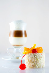 Coffee with a beautiful cake