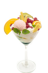 fruits dessert on white background