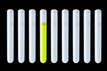 medical test tubes with positive and negative reaction