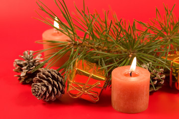 christmas decoration on a red background