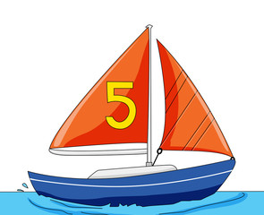 illustration of a simple yacht in blue water