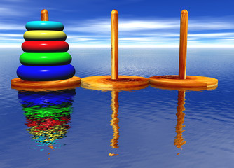 Tower of Hanoi Toy Puzzle Old Chinese Game