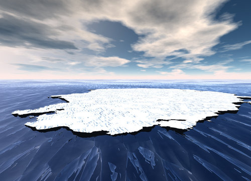 Ice Sheet Floating in Ocean Waters