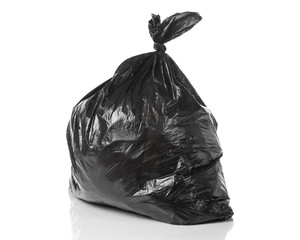 garbage bag isolated on a white background with  reflection