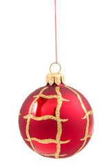 Red christmas ball isolated on white background