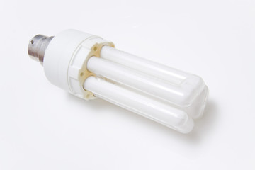 Engergy saving flourecent lightbulb on a white  background