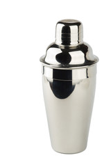 stainless steel cocktail shaker isolated on white