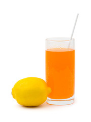 Lemon and cocktail isolated on white background