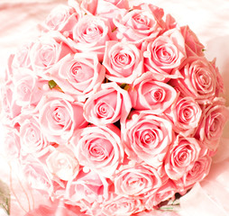 Wedding bouquet of pink roses