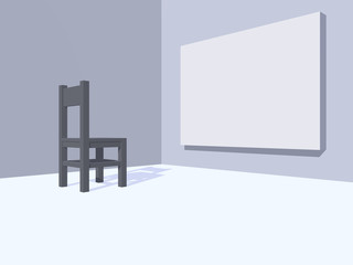 grey chair and blank painting - 3d illustration