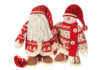Santa Claus and Smiling snowman doll