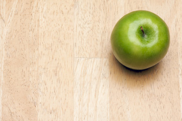 Apple Overhead on Wood Background with Room for Text