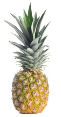 Fototapeta premium close-up single ripe pineapple, isolated on white