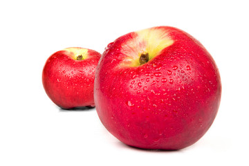 Two red appled on white backgroung. Isolated.