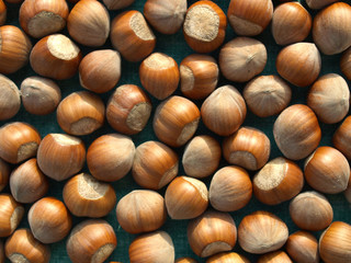 Hazelnuts dried fruits food background