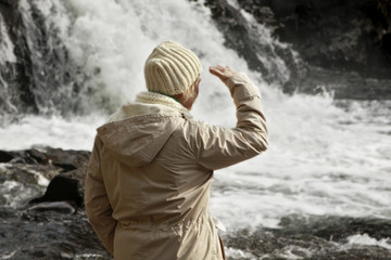 Woman at Waterfall