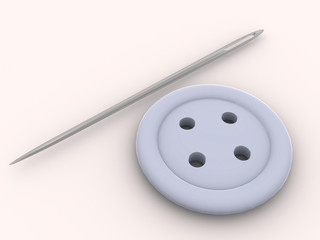 button and needle. 3D