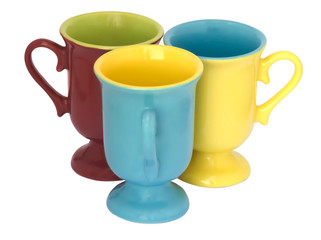 Three cups isolated on white background