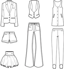 women s fashion clothes set - vector