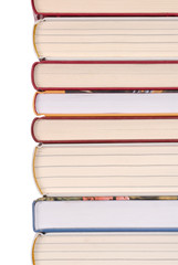 Isolated books with some empty space on the left