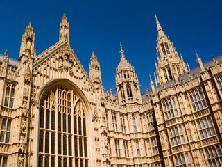 Fototapeta na wymiar Parliament House - Palace of Westminster London West Entrance