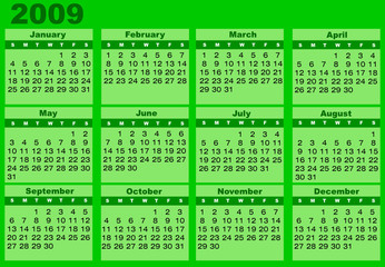 calendar for 2009