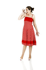 Portrait of a surprised young woman isolated on white