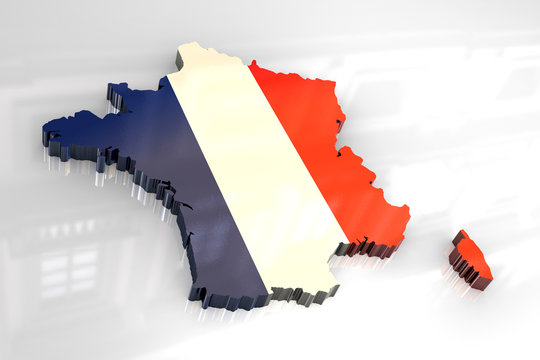 3d flad map of France