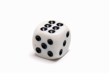 white playing bone on the white isolated background