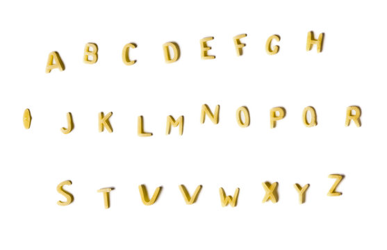 basic alphabet of noodles isolated