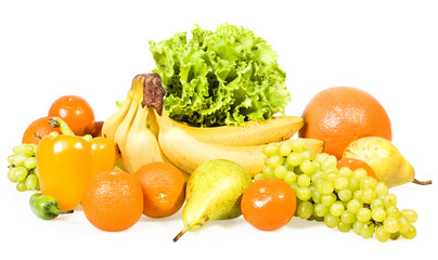 fresh fruits isolated on white background
