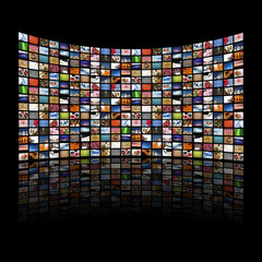 Multi media screens displaying images/information